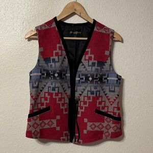 Pendleton Wool and Leather Southwestern Vest Petite Medium